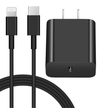 Load image into Gallery viewer, iPhone 14 13 12 11 Super Fast Charger-20W PD Type C Power Wall Charger with 6FT Charging Cable Compatible with iPhone 14/14 Pro Max/13/13 Mini/13 Pro/13 Pro Max/12/12 Pro/iPad Air-Black