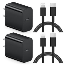 Load image into Gallery viewer, iPhone 14 13 12 Charger Super Fast Charger with 6FT Fast Charging Cable-Apple MFi Certified-2-Pack 20W PD USB C Compatible with iPhone14/14 Pro Max/13/13Pro/12/12 Pro/11/11Pro/XS,iPad-Black