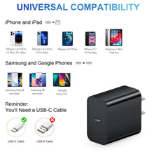 Load image into Gallery viewer, iPhone 14 13 12 Charger Super Fast Charger with 6FT Fast Charging Cable-Apple MFi Certified-2-Pack 20W PD USB C Compatible with iPhone14/14 Pro Max/13/13Pro/12/12 Pro/11/11Pro/XS,iPad-Black