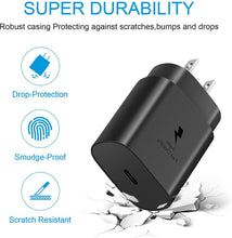 Load image into Gallery viewer, Super Fast Charger, 2-Pack 25W USB-C Fast Charger and 2-Pack 6Ft Type C to Type C Cable for Samsung Galaxy S20/S20 Ultra/S20+/S21/S21 Ultra/ S21+/ Note 20 Ultra/Note 10+/ Note 10