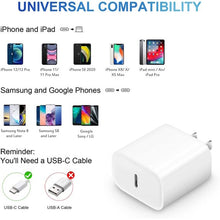 Load image into Gallery viewer, iPhone 14 13 12 11 Super Fast Charger-Apple MFi Certified-High Speed iPhone Charger-2-Pack 20W PD USB C 6FT Wall Charger Compatible with iPhone 13/13Pro/12/12 Pro/11/11Pro/XS/Max/XR/X/8/8 Plus