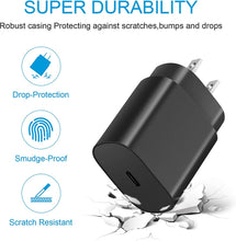 Load image into Gallery viewer, USB C Fast Charger, 25W PD Type C Super Fast Charger for Samsung Galaxy S20/S20+/S20 Ultra/S21/S21+/S21 Ultra/Note 20 Ultra/Note 20/Note 10+/Note 10, with 6Ft USB C to USB C Charging Cable
