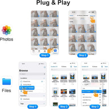 Load image into Gallery viewer, [Apple MFi Certified] SD Card Reader for iPhone, Lightning to SD Card Reader, 3-in-1 SD Card Reader for SD Card/Micro SD Digital Camera Adapter Compatible with iPhone, Plug &amp; Play SD Card Reader
