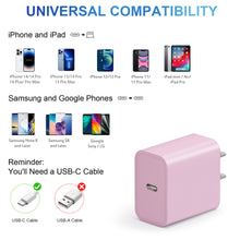 Load image into Gallery viewer, iPhone 14 13 12 11 Super Fast Charger-20W PD Type C Power Wall Charger with 6FT Charging Cable Compatible with iPhone 14/14 Pro Max/13/13 Mini/13 Pro/13 Pro Max/12/12 Pro/iPad Air-Pink
