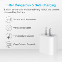 Load image into Gallery viewer, iPhone Fast Charger【Apple MFi Certified】 20W PD Type C Power Wall Charger with 6FT USB C to Lightning Cable Compatible iPhone 12/12 Mini/12Pro/12 Pro Max/11/11 Pro Max/Xs Max/XR/X, iPad Pro and More

