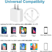 Load image into Gallery viewer, iPhone 14 13 12 11 Fast Charger-Apple MFi Certified-20W PD Type C Power Wall Charger with 6FT Charging Cable Compatible with iPhone 13/13 Pro Max/12/12 Mini/12 Pro/12 Pro Max/11/11 Pro iPad Air
