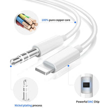 Load image into Gallery viewer, Aux Cord for iPhone-3.5mm Aux Cable for Car Compatible with iPhone 13 12 11 XS XR X 8 7 6 iPad iPod for Car Home Stereo Speaker Headphone-Support All iOS Version-3.3ft-White
