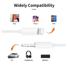 Load image into Gallery viewer, Aux Cord for iPhone-3.5mm Aux Cable for Car Compatible with iPhone 13 12 11 XS XR X 8 7 6 iPad iPod for Car Home Stereo Speaker Headphone-Support All iOS Version-3.3ft-White
