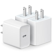 Load image into Gallery viewer, 3 Pack USB C Wall Charger-iPhone Fast Charger Block 20W PD Power Adapter Compatible with iPhone 13/13 Mini/13 Pro/13 Pro Max/12/11 iPad Pro/Mini Google Pixel 4/3 Samsung Galaxy S20 S10 and More
